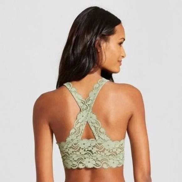 XL X-LARGE Xhilaration Lace Crossback Wire Free Bra Bralette Pioneer Sage Green - Picture 5 of 7